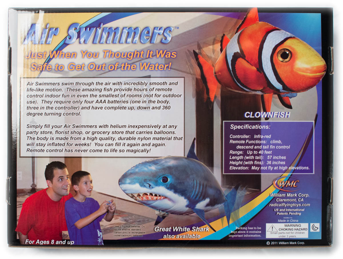 Air Swimmers Remote Control Flying Shark Week Toy Balloon Gift NIB FREE SHIP 