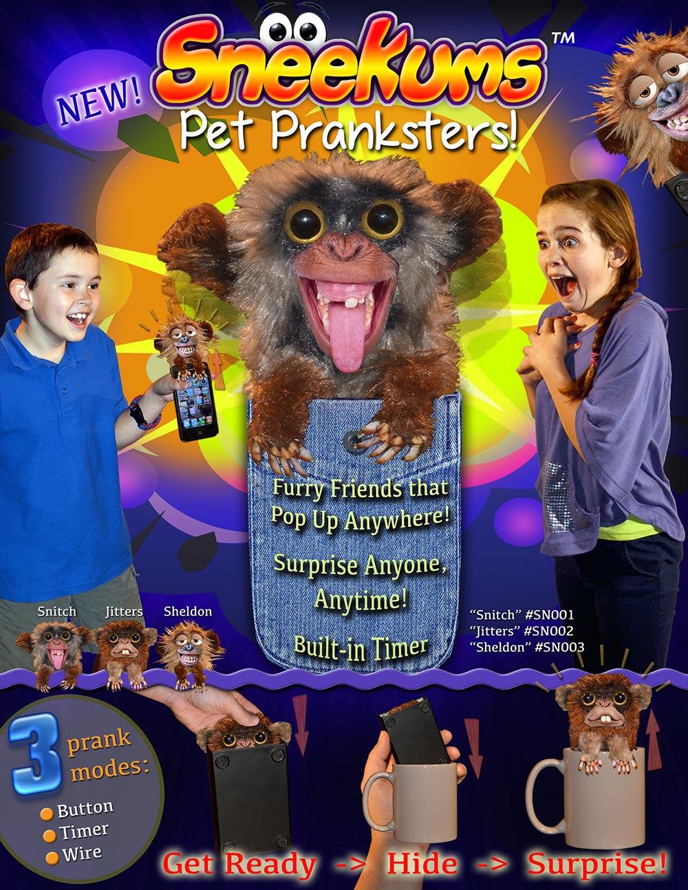 NEW SNEEKUMS PET PRANKSTERS Ages 6 & Up Snitch Or Jitters No Batteries Required 